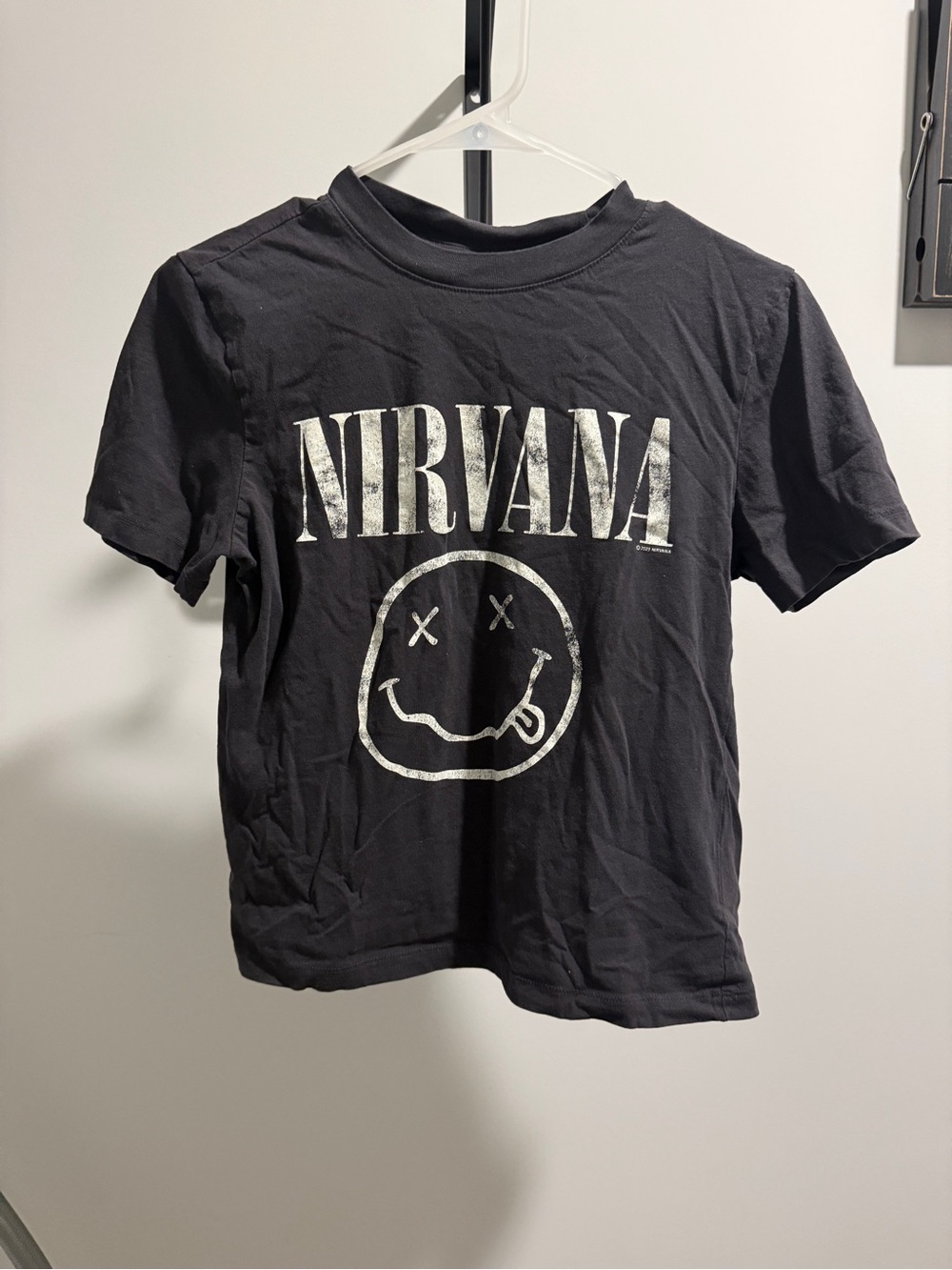 NIRVANA Black Graphic Tee with Smiley Logo